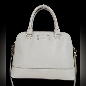 Kate Spade Wellesley Rachelle Satchel leather handbag in ivory cream EUC
